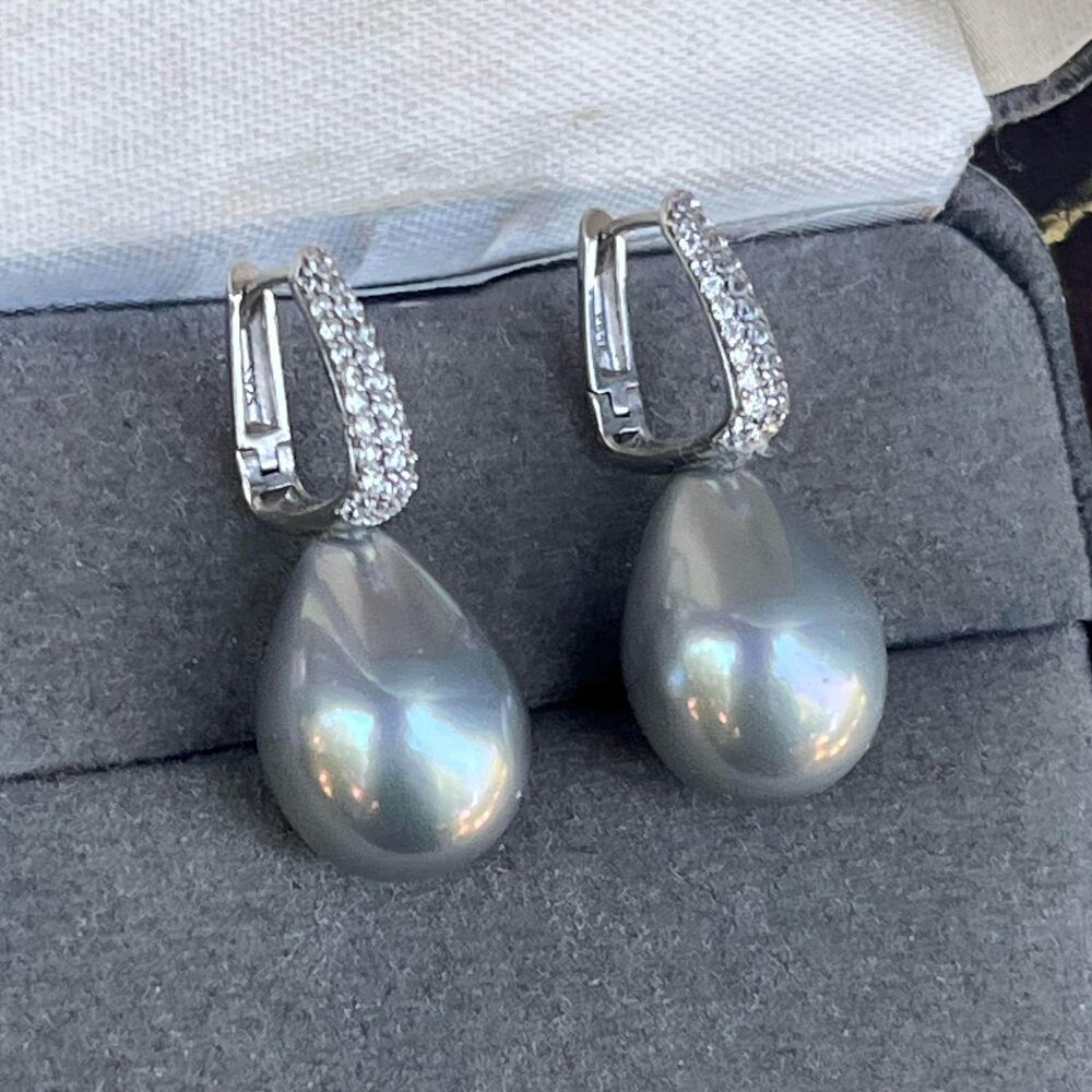 Sterling Silver Earrings Faux Pearl Orb Dangle Evening Jewelry